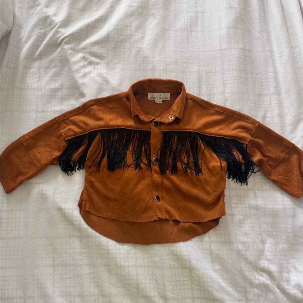Kids Fringe Button-Up Shirt - Rust